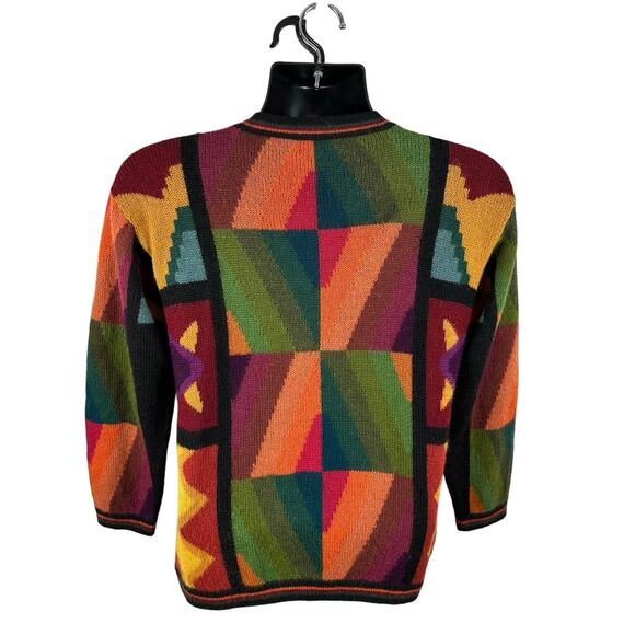 Perez Baby Alpaca Knit Cardigan Colorblock Size Large Hand Knit Colorful Artsy - Picture 2 of 11